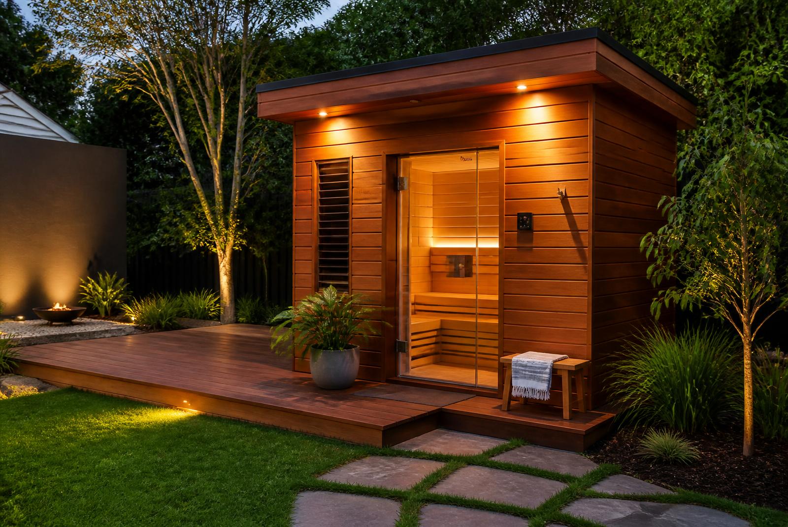 Outdoor sauna cabin — Mentone
